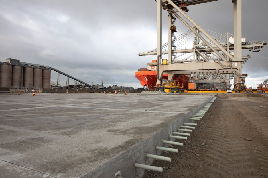 A wide view of the Port of Rotterdam Container Terminal