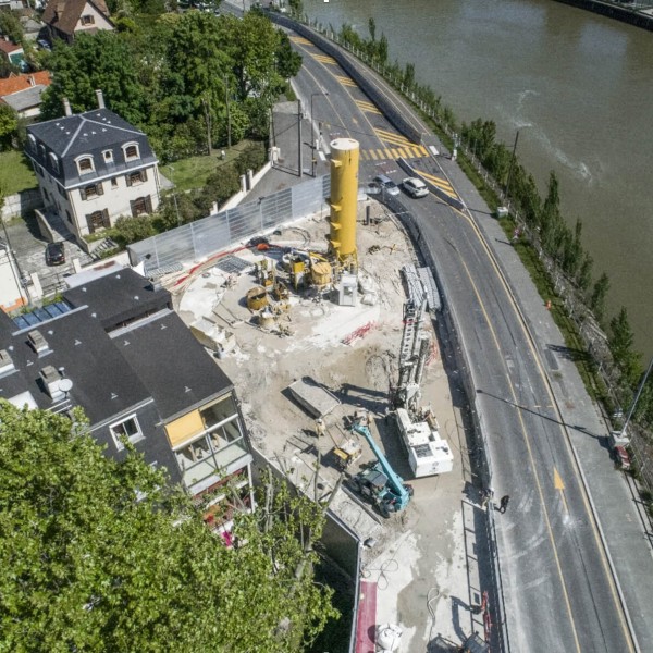 Grand Paris Express worksite from an overhead view