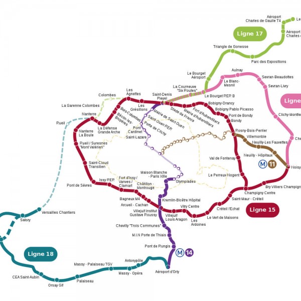 Map of the Grand Paris Express