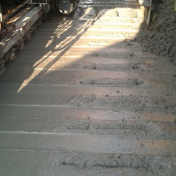 Poured concrete on a job site