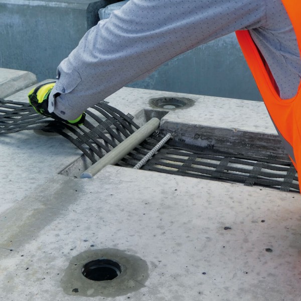 Close-up of a worker working on the State Highway 1 Project