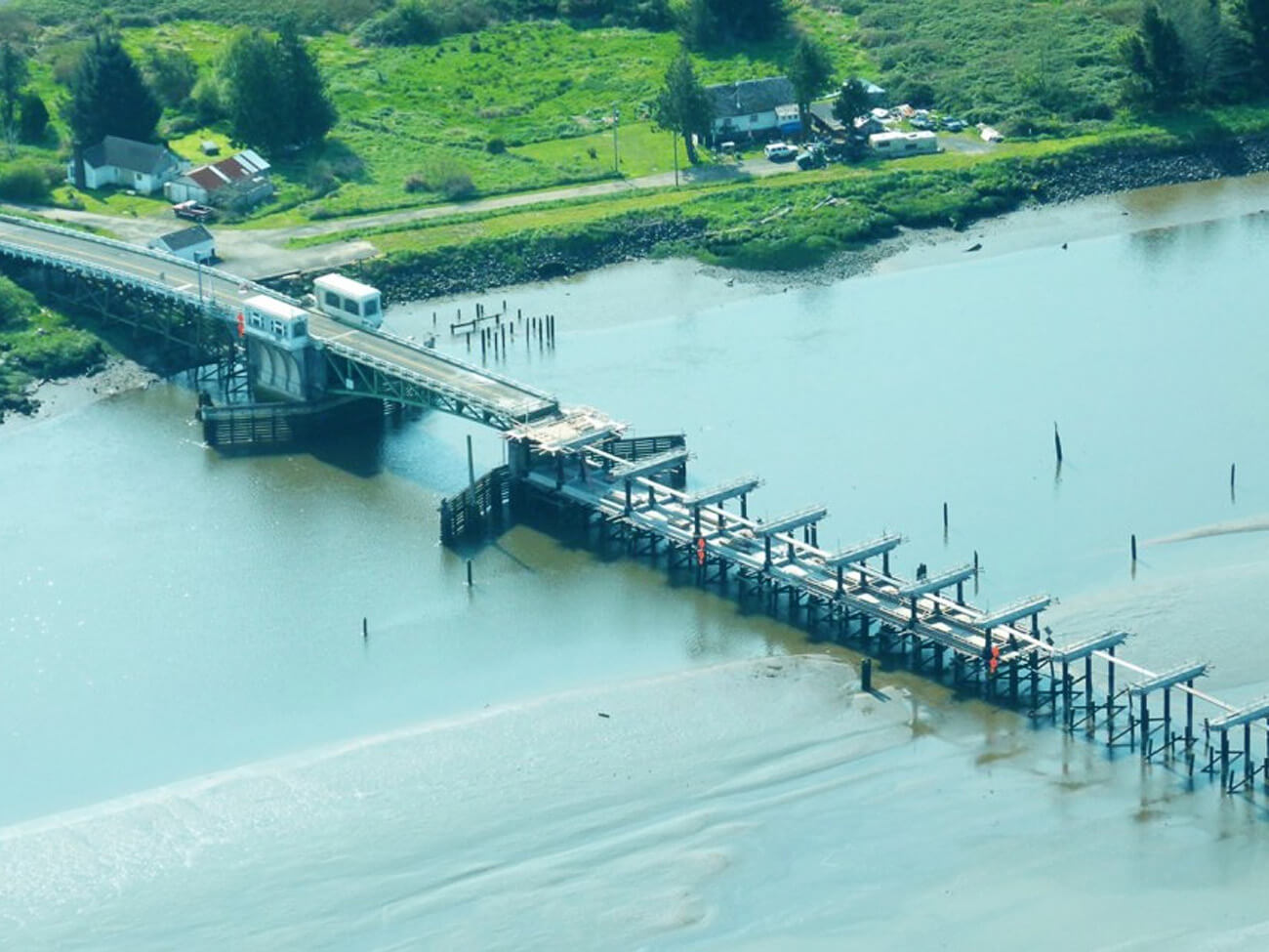 Overhead view of Old Youngs Bay Bridge Astoria, Oregon