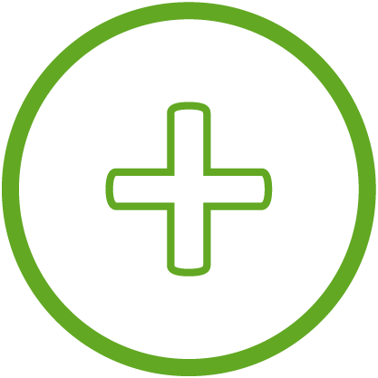 Green icon of a cross