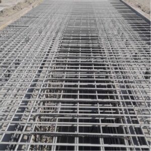 Grey fiberglass rebar on a job site 