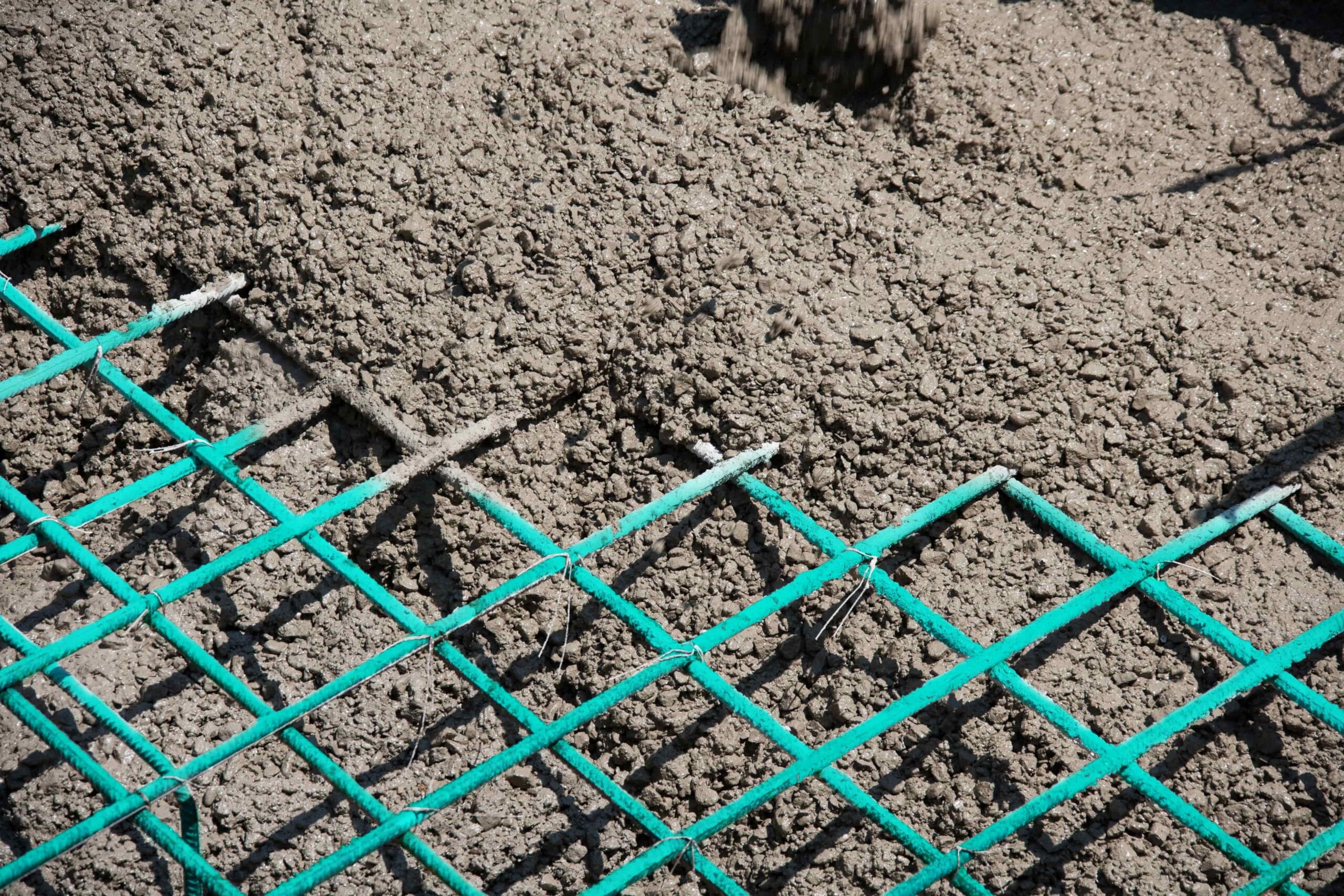 Concrete being poured over Greenbar2X fiberglass rebar