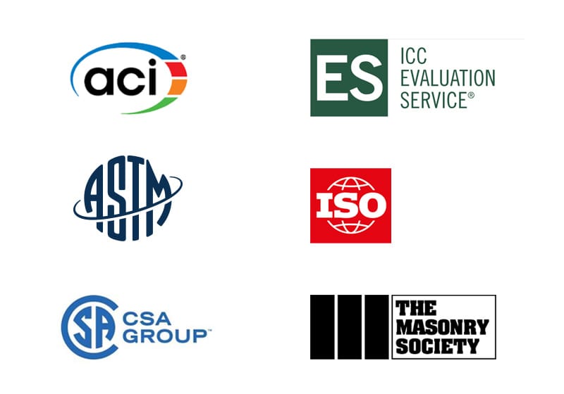 Six logos on a white background