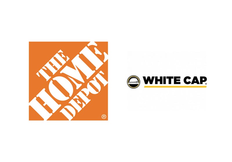 Home Depot and White Cap logos on a white background
